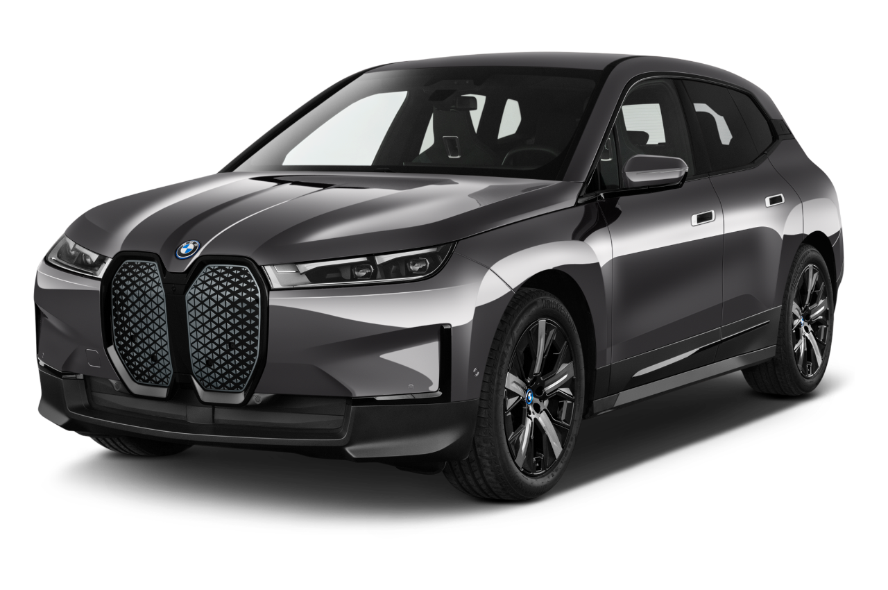 Front three quarter view of a Front three quarter view of a 2022 BMW iX Base 5 Door SUV angular front stock photos of front three quarter view