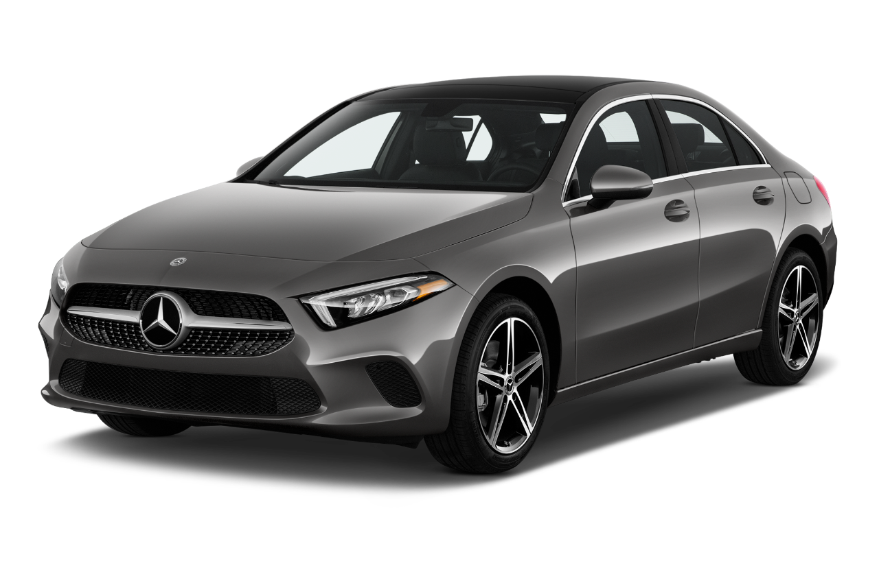 Front three quarter view of a 2022 Mercedes Benz A Class Sedan 	A 220 4 Door Sedan angular front stock photos of front three quarter view