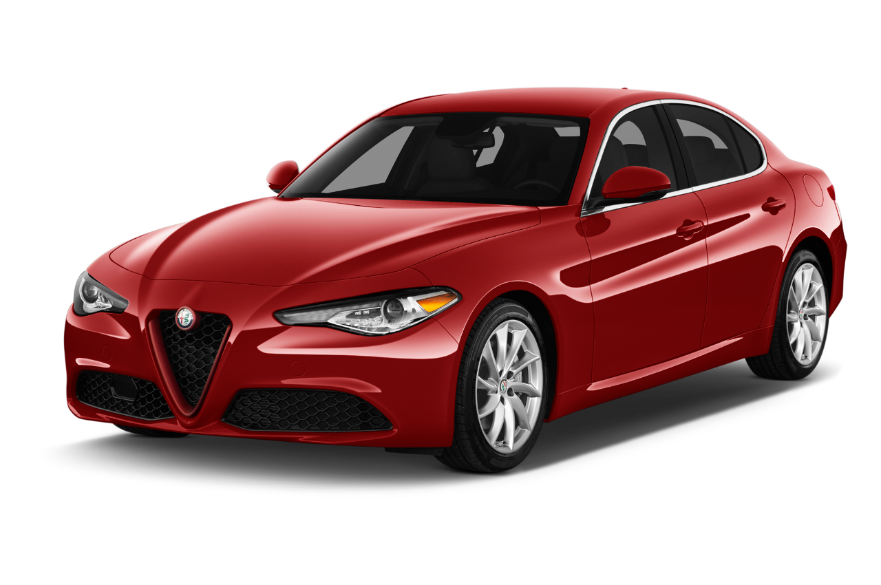 2019 Alfa Romeo Giulia - 4 Door Sedan angular front stock photos of front three quarter view