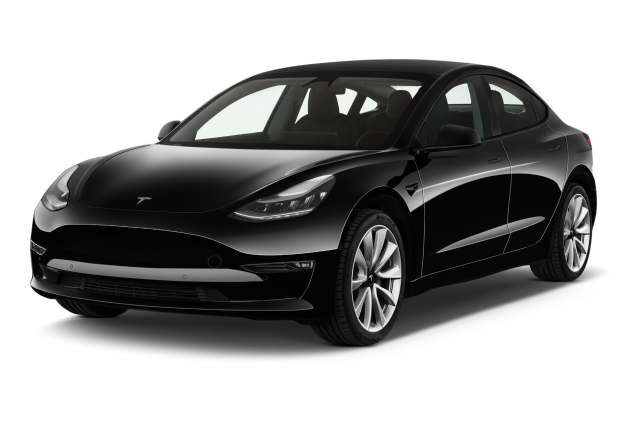 Front three quarter view of a 2022	 Tesla Model 3 Long Range 4 Door Sedan angular front stock photos of front three quarter view