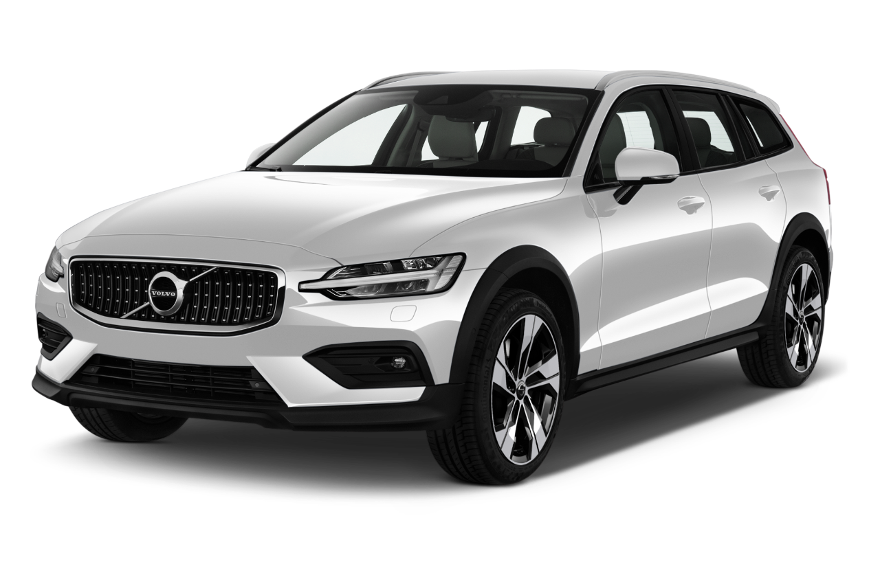Front three quarter view of a Front three quarter view of a 2022 Volvo V60 Cross Country - 5 Door Wagon angular front stock photos of front three quarter view